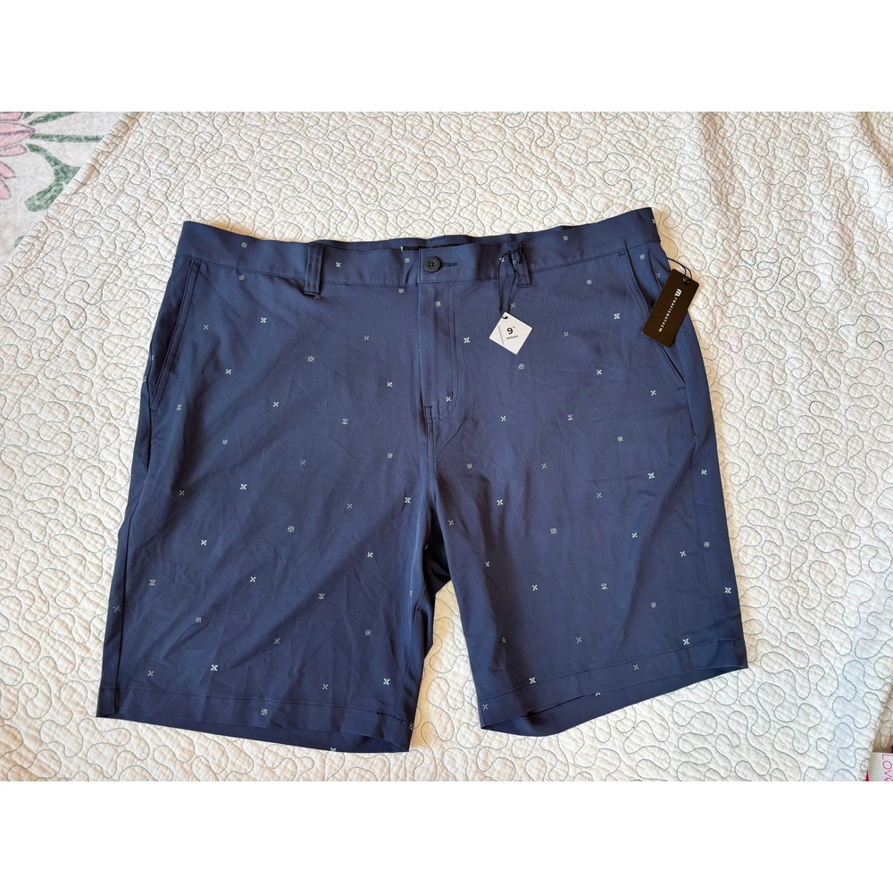 Travis Mathew Mens Navy Blue "Not Feeling That" Print Golf Shorts‎ Size 42 9"